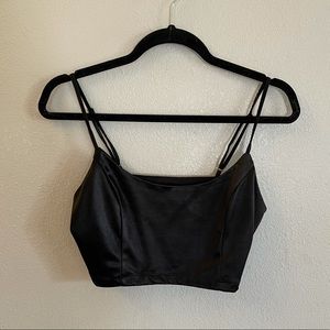 💛Black Forever21 Faux Leather Crop Top